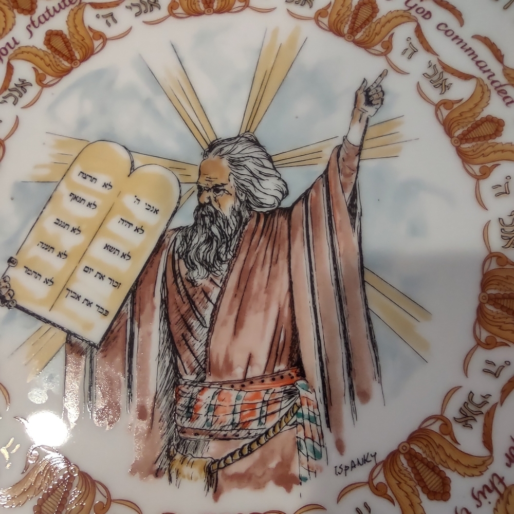 2 Judaica plates -Moses & 10 commandments & The 12 tribes